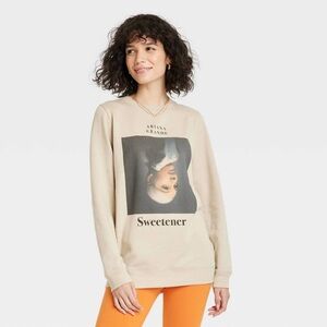 Ariana Grande Crewneck Sweatshirt Large Tan Sweetener Music Long Sleeve Graphic